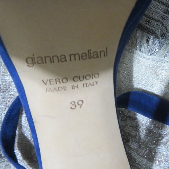 BOGO Gianna Meliani for Gwen Rawls Blue Italian Suede heels pumps sandals - Picture 11 of 11